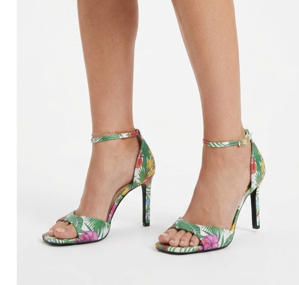 GUESS Women Floral Pump Heels Colorful Garden Party Summer Dress Shoes Size 8M